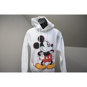 Walt Disney World Mickey Mouse Hoodie Sweater White Long Sleeve Size Large